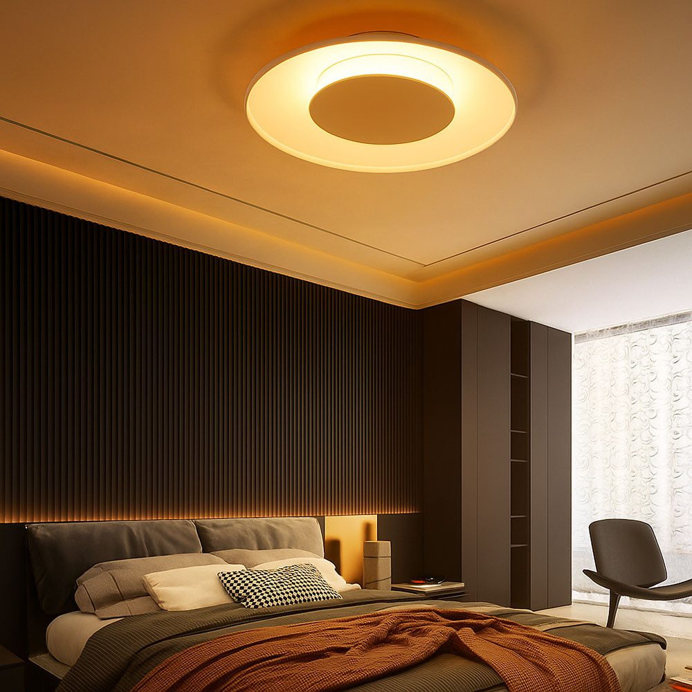 WOFI LED Deckenleuchte, LED-Leuchtmittel fest verbaut, Warmweiß, Deckenlampe weiß LED Deckenleuchte Glas Küchenleuchte