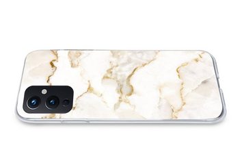MuchoWow Handyhülle Marmor - Limette - Gold - Luxus - Marmoroptik - Weiß, Phone Case, Handyhülle OnePlus 9, Silikon, Schutzhülle