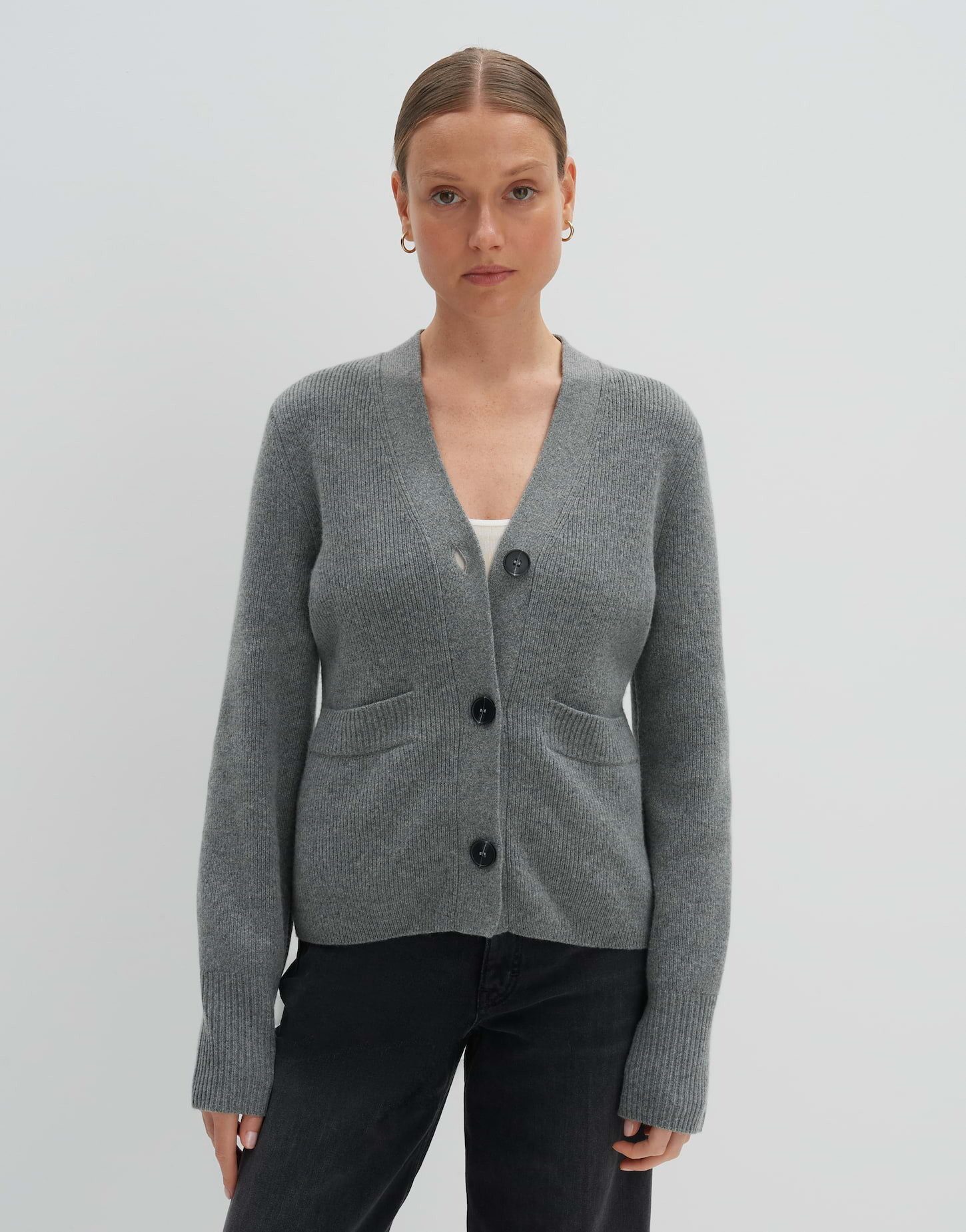 someday Strickjacke Gerippte Strickjacke TIMILA Regular aus Woll Mix Rippstrick