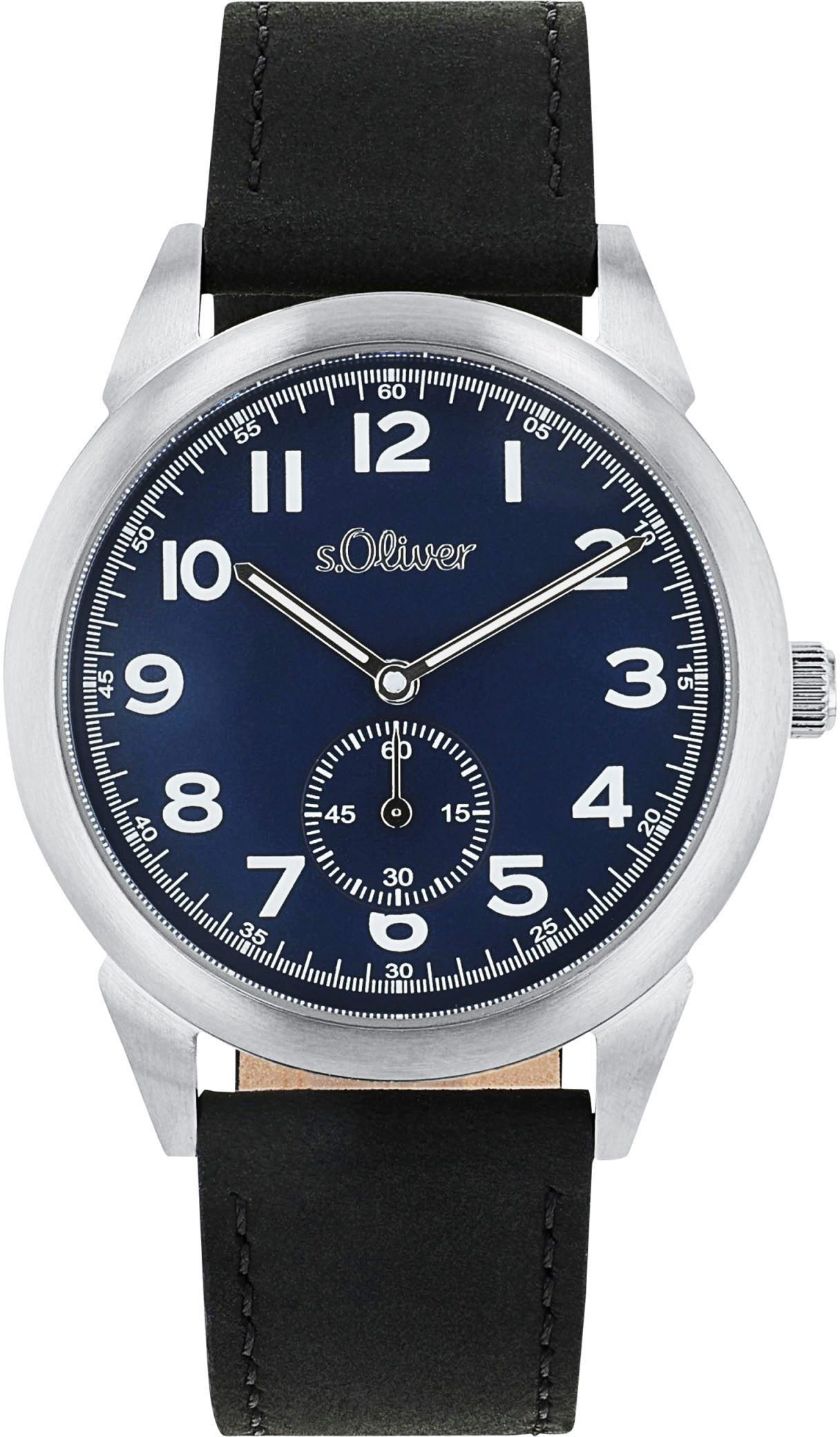 s.Oliver Quarzuhr 2039515, Armbanduhr, Herrenuhr, Lederarmband, analog