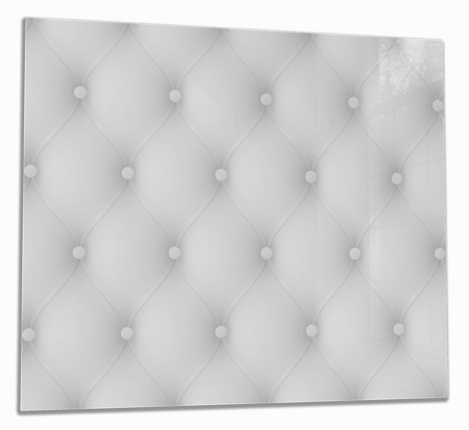 Wallario Herd-Abdeckplatte Weiße Ledertür, ESG-Sicherheitsglas, (Glasplatte, 1 tlg., inkl. 5mm Noppen), verschiedene Größen