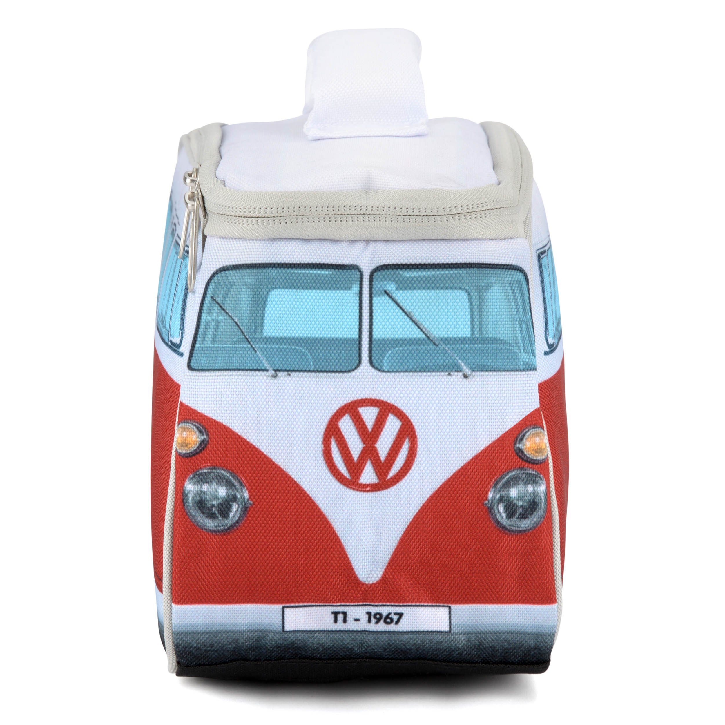 VW Collection by BRISA Lunchbox Volkswagen T1 Bulli Bus Brotdose, Polyester D600, PU beschichtet, (1-tlg), elegante Allzwecktasche in rot