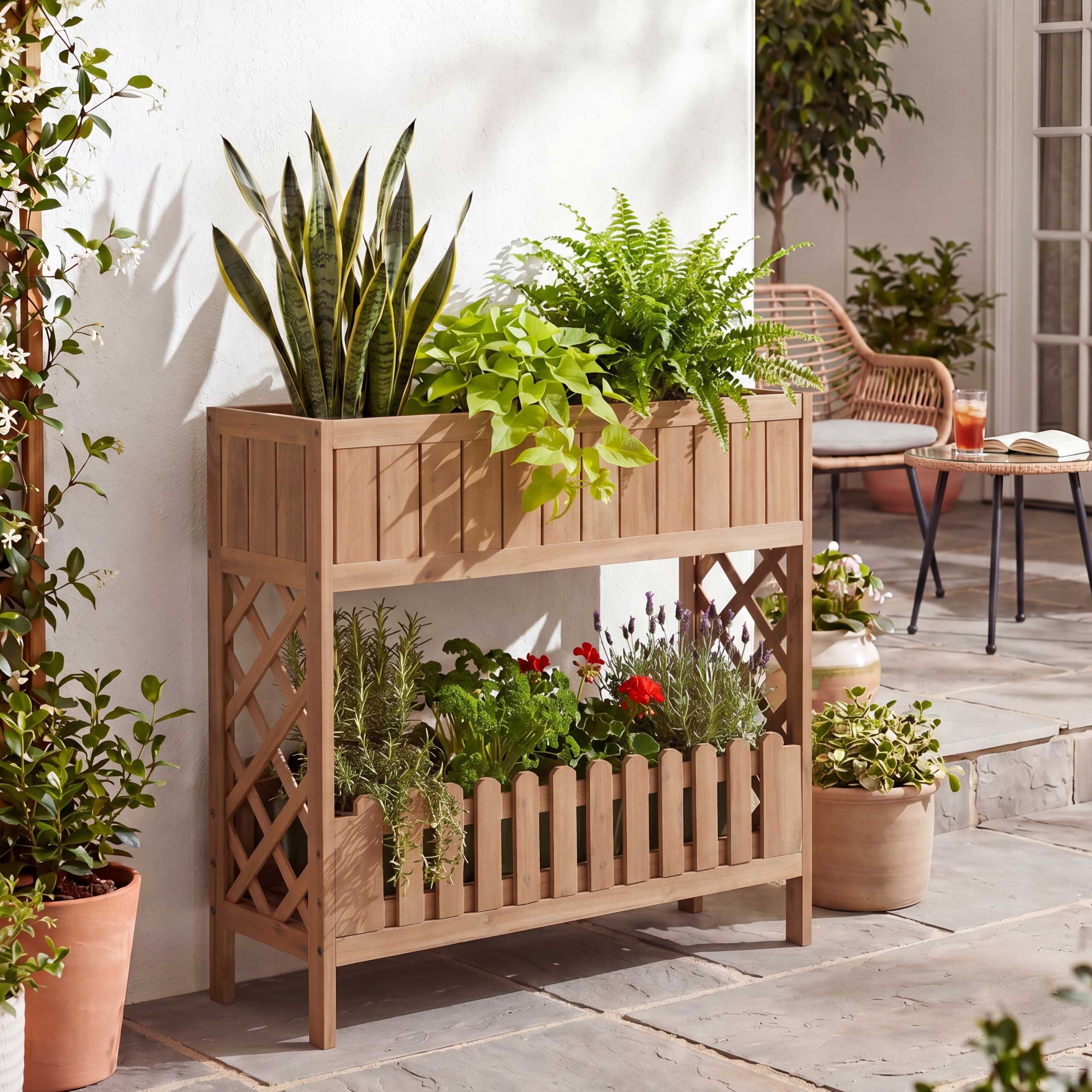 MCW Blumenkasten MCW-P83, mit integrierter Ablagefläche für Blumen und Dekoartikel