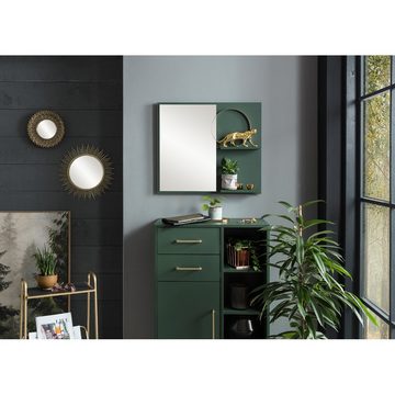 Lomadox Wandspiegel KELLA-80, Flur Garderobenspiegel Spiegel Ablage grün 67x60x12,2 cm