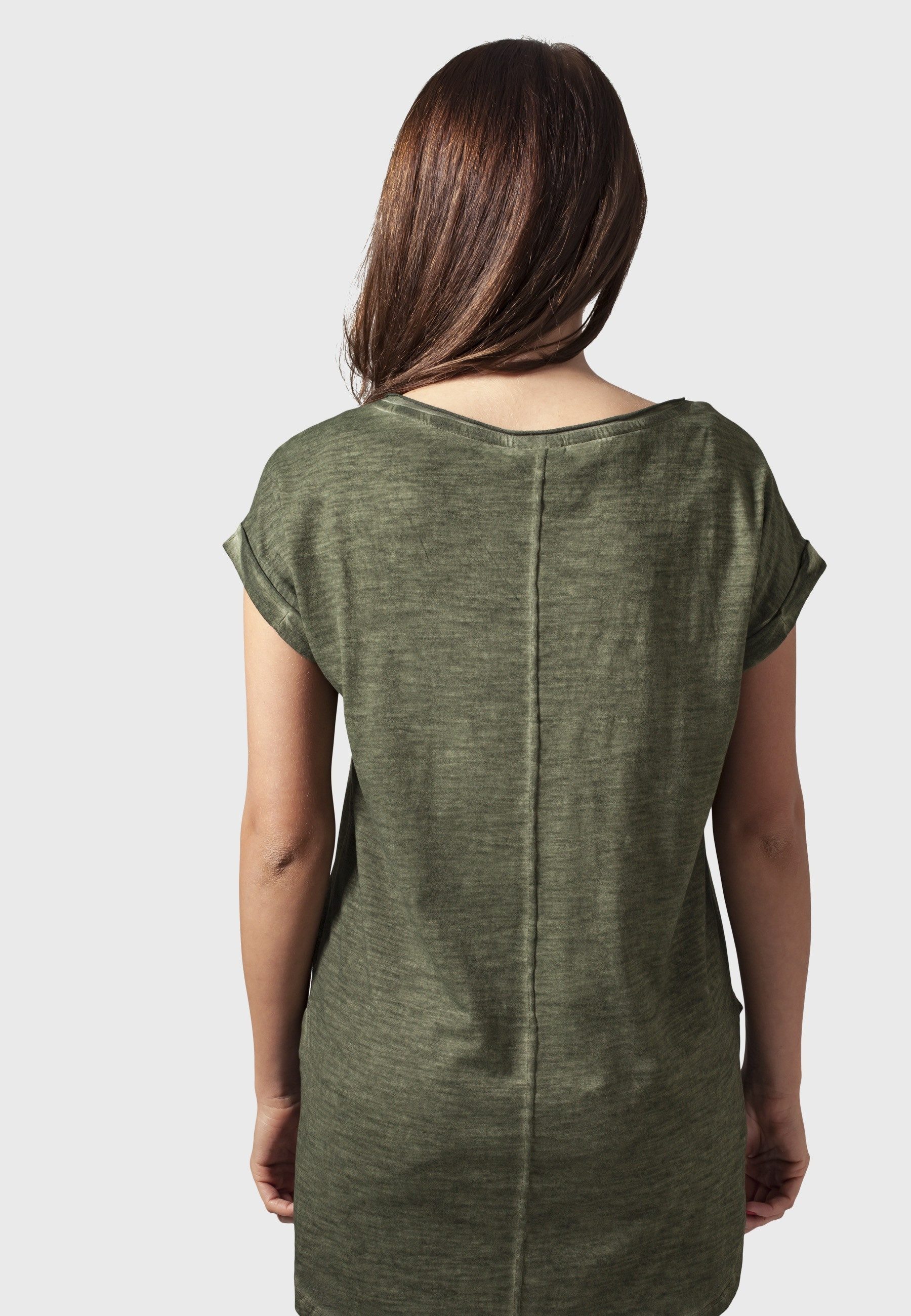 URBAN CLASSICS Kurzarmshirt Urban Classics Damen Ladies Long Back Shaped Spray Dye Tee (1-tlg) – Bild 5 von 5