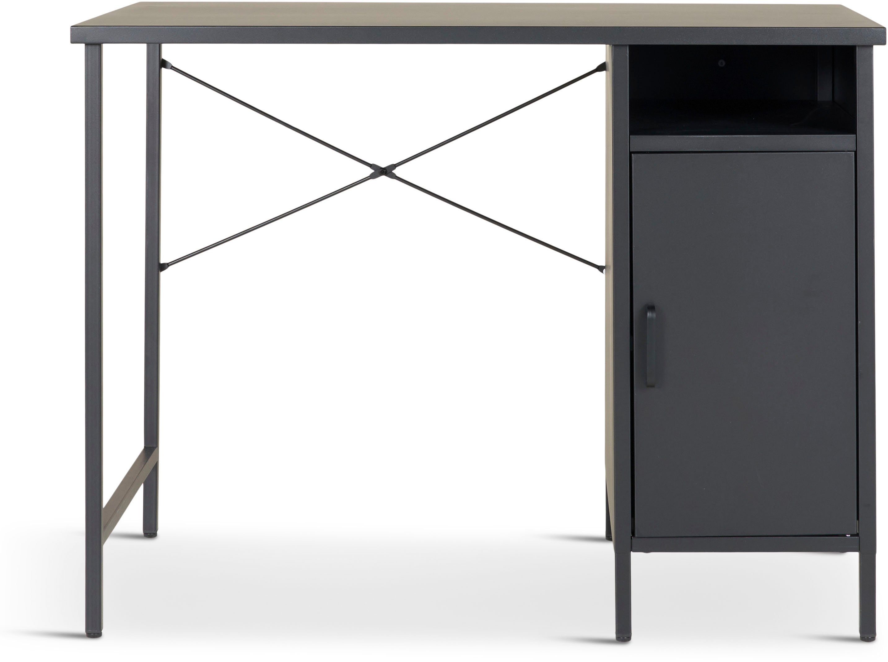 Homexperts Schreibtisch Berlin, aus Stahl, 1 Tür und 1 offenes Regalfach, B55 x H75 x T100 cm