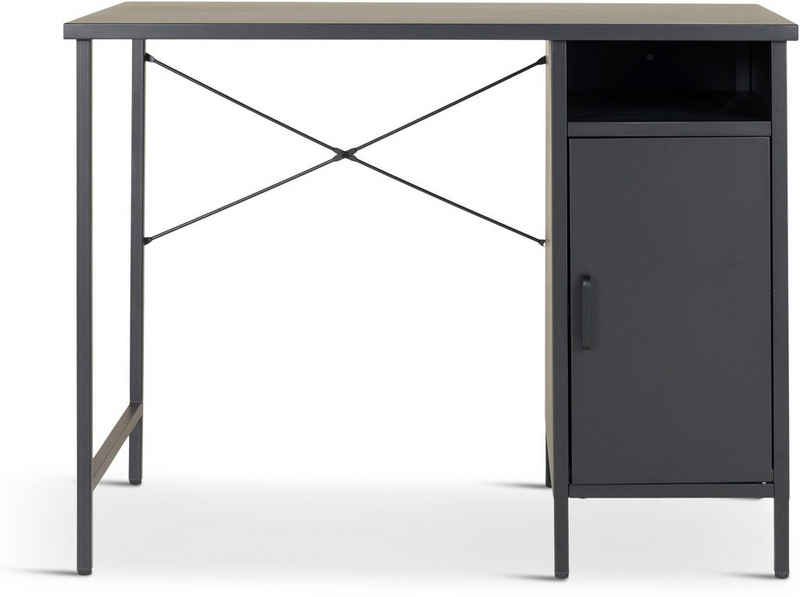 Homexperts Schreibtisch Berlin, aus Stahl, 1 Tür und 1 offenes Regalfach, B55 x H75 x T100 cm