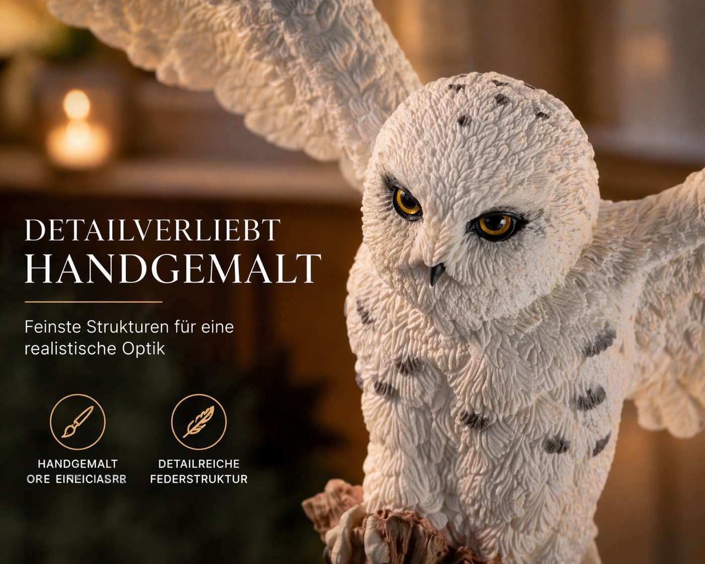 Vogler Dekofigur Schneeeule Deko Figur handbemalt 20 cm – Winter Eule - by Veronese