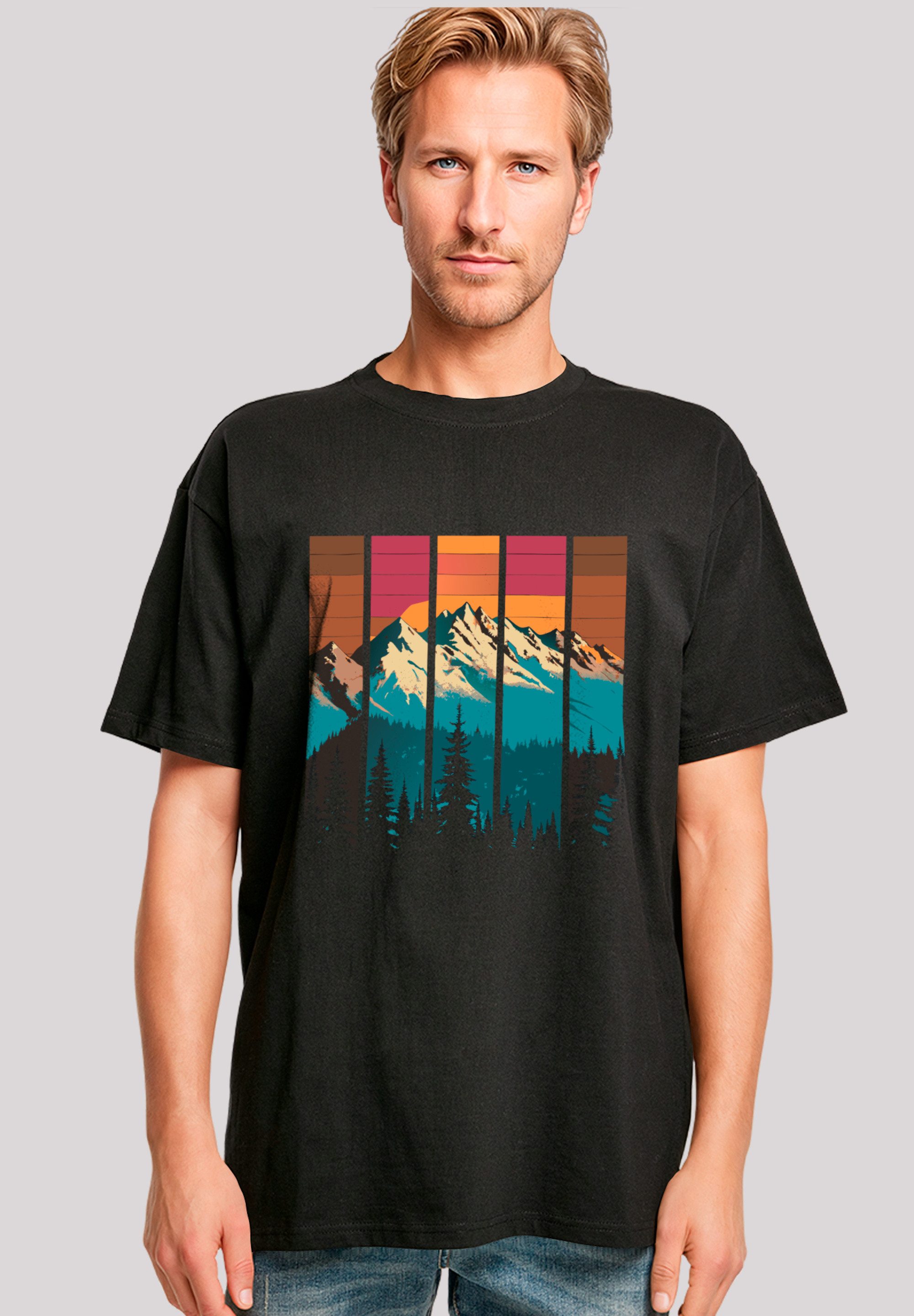F4NT4STIC T-Shirt Berg Sonnenuntergang Retro Premium günstig online kaufen