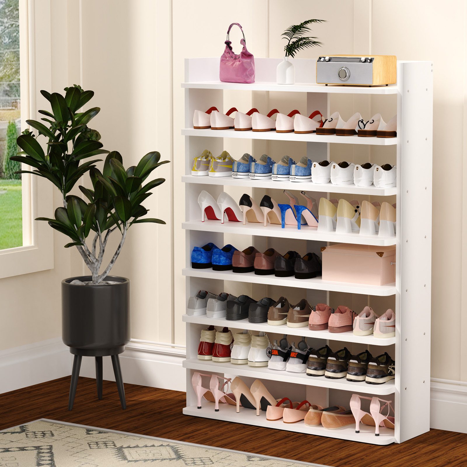 oyajia Schuhregal Schuhablage Flur mit 8 Ebenen Offener Schuhschrank, mit 8 günstig online kaufen