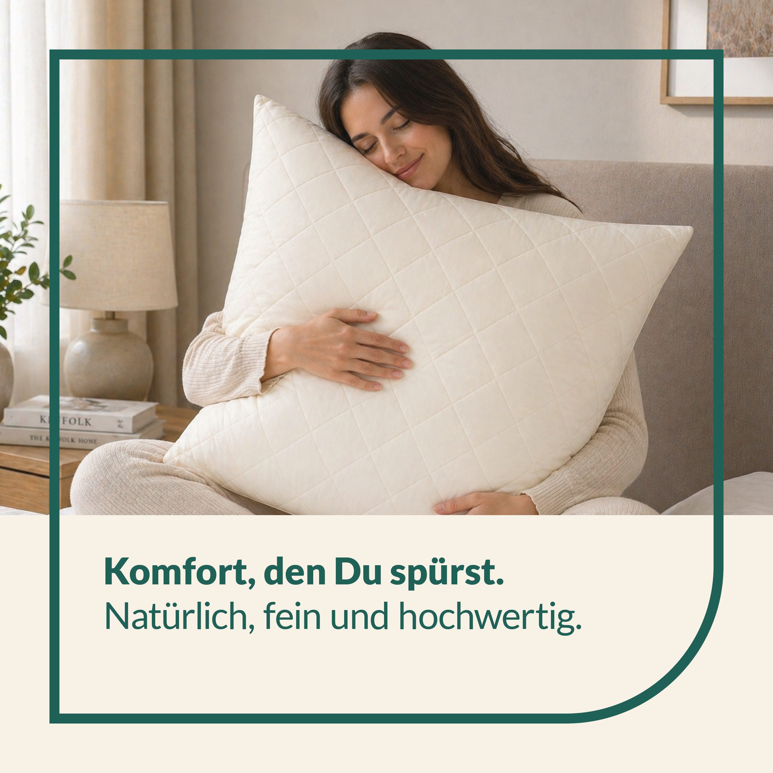 fan Naturfaserkissen Gobi, Kopfkissen in 40x80 & 80x80 cm, Made in Germany, Füllung: 97% Wolle, 3% sonstige Fasern, Bezug: 100% Baumwolle versteppt mit 97% Kame – Bild 3 von 5