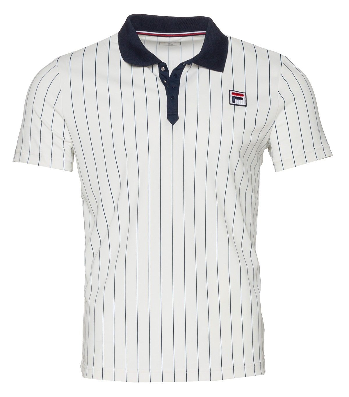 Fila Poloshirt Stripes Björn Retro-Look (100% Polyester) weiss/navyblau Her günstig online kaufen