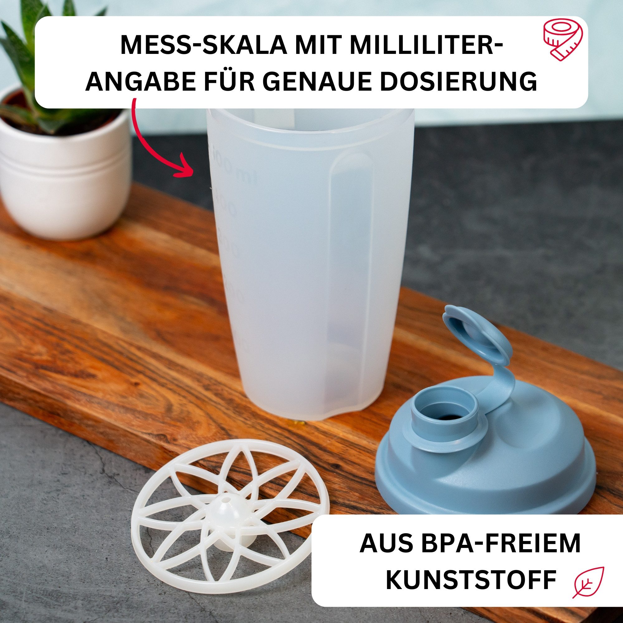 WESTMARK Dressing Shaker mit Mess-Skala, Mix- und Schüttelbecher, herausnehmbarer Mixscheibe, PP, PE