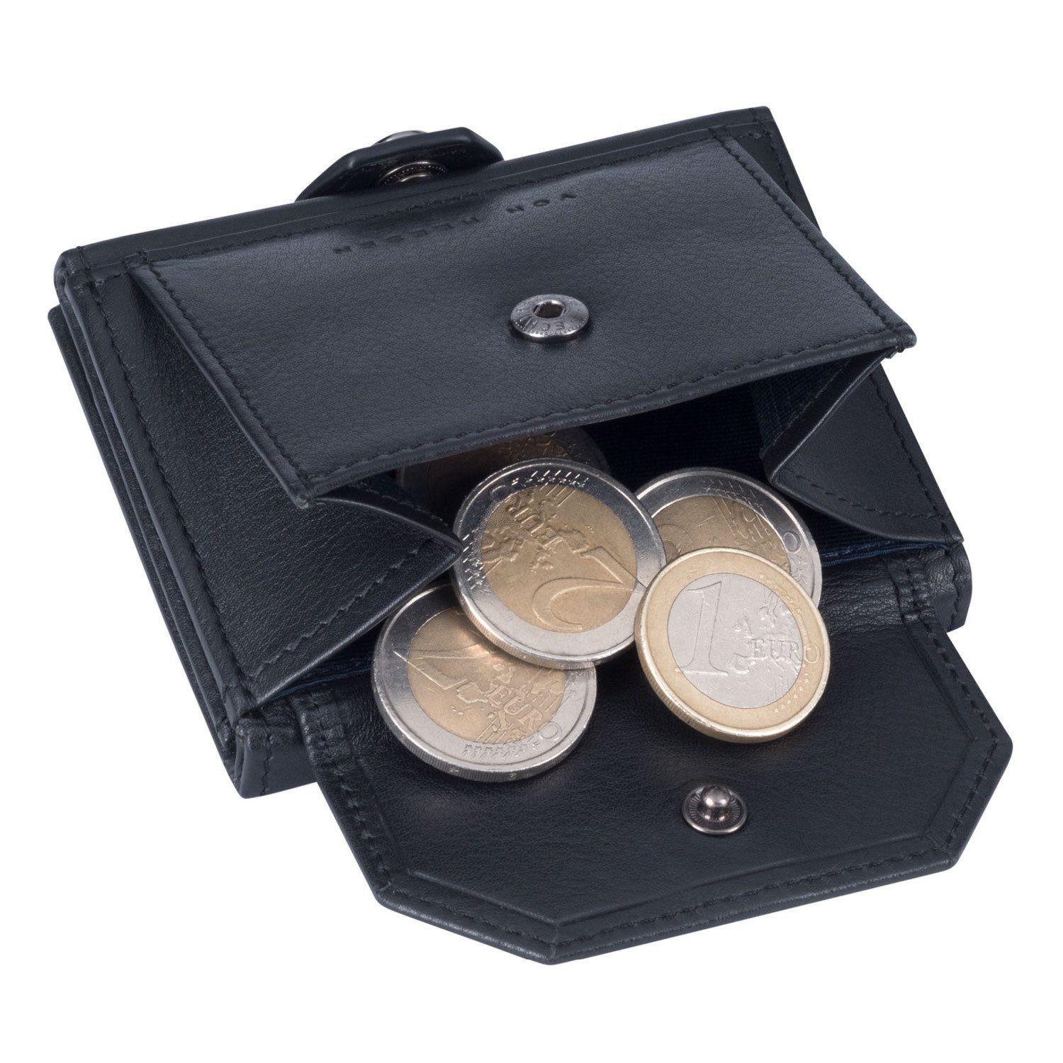 HEESEN Kartenfächer 5 inkl. & Portemonnaie mit VON Geschenkbox Geldbeutel Wallet & Slim Whizz Schwarz XL-Münzfach, Geldbörse Wallet RFID-Schutz