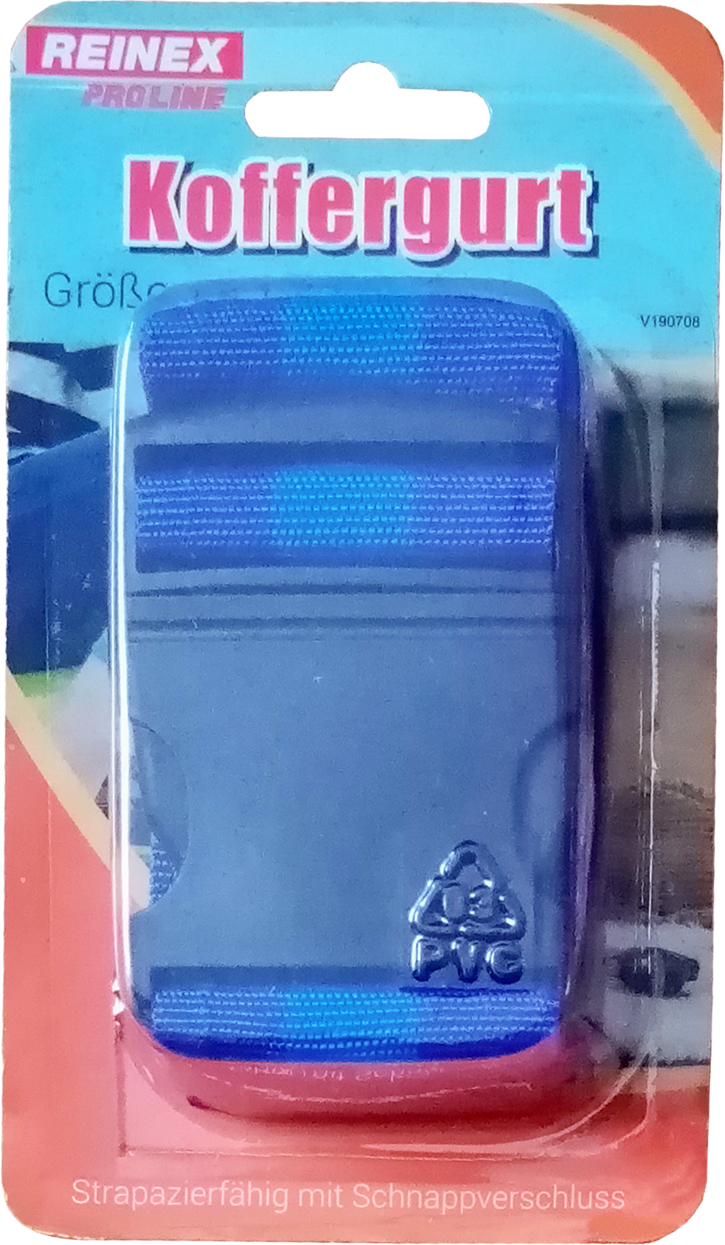 Reinex Koffergurt KOFFERGURT 1,7m mit Schnappverschluss Kofferband Gepäckgurt 43 (Blau), Gepäckband Koffergürtel Kofferband Sicherheitsgurt Koffer Band Gurt