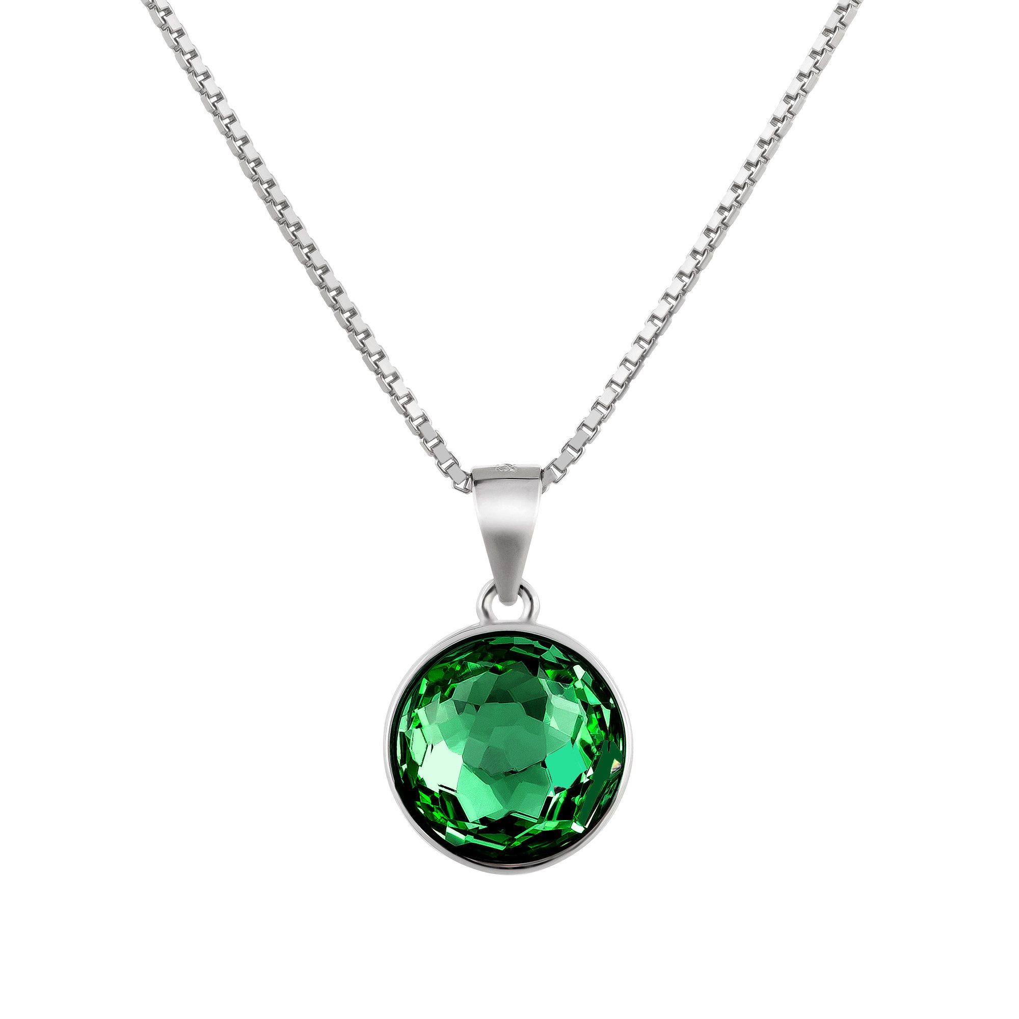 Schöner-SD Kette mit Anhänger runder Kristallanhänger 925 Silber Halskette günstig online kaufen