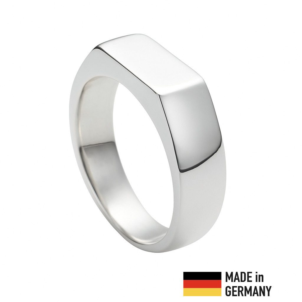 Sternvoll Silberring Minimalistischer Siegelring 925 Silber, Rechteck, Hochglanzpoliert, Handgefertigt, 925 Silber, Rechteckig