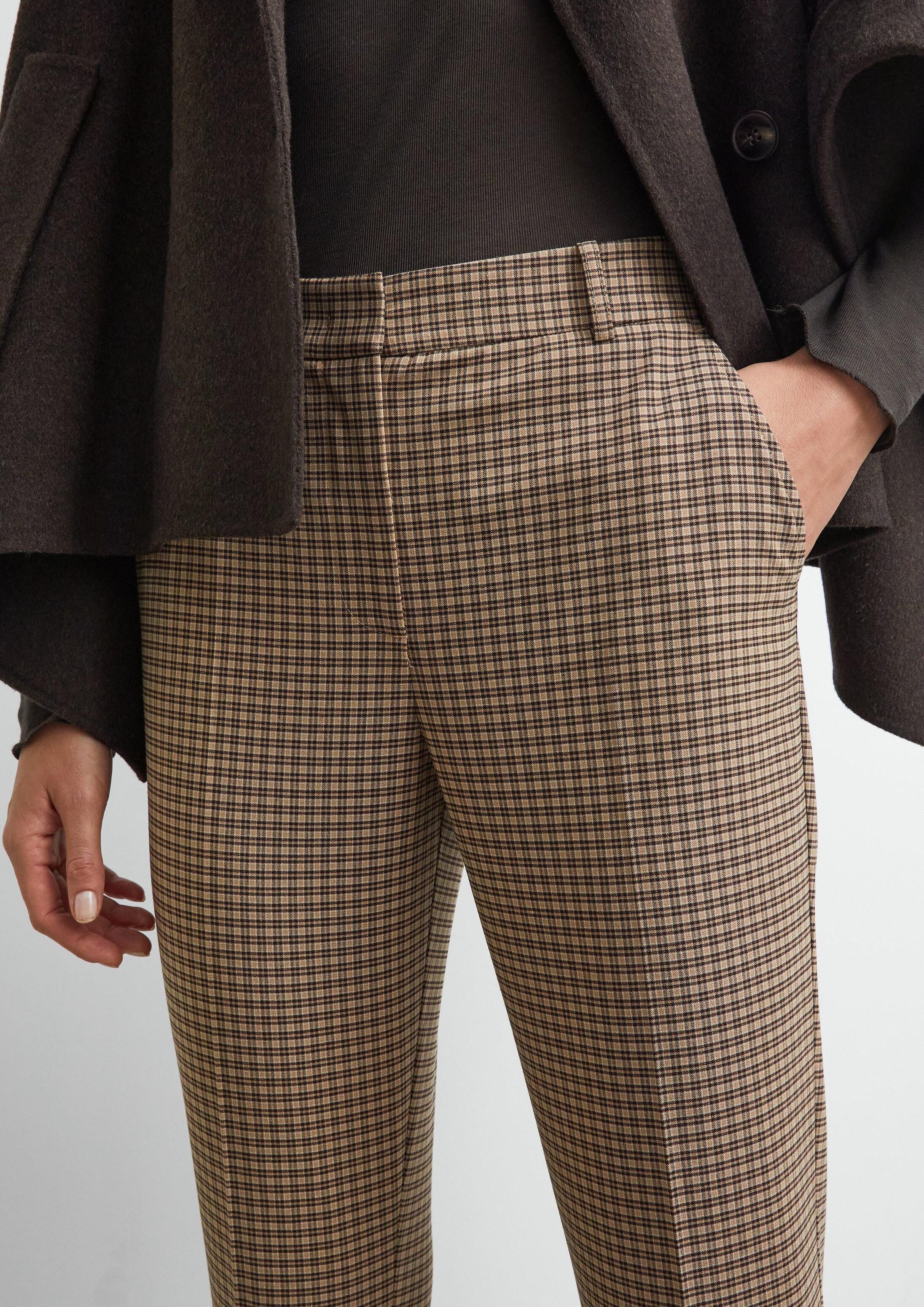 comma Chinos Hose Cigarette Pants mit Karomuster