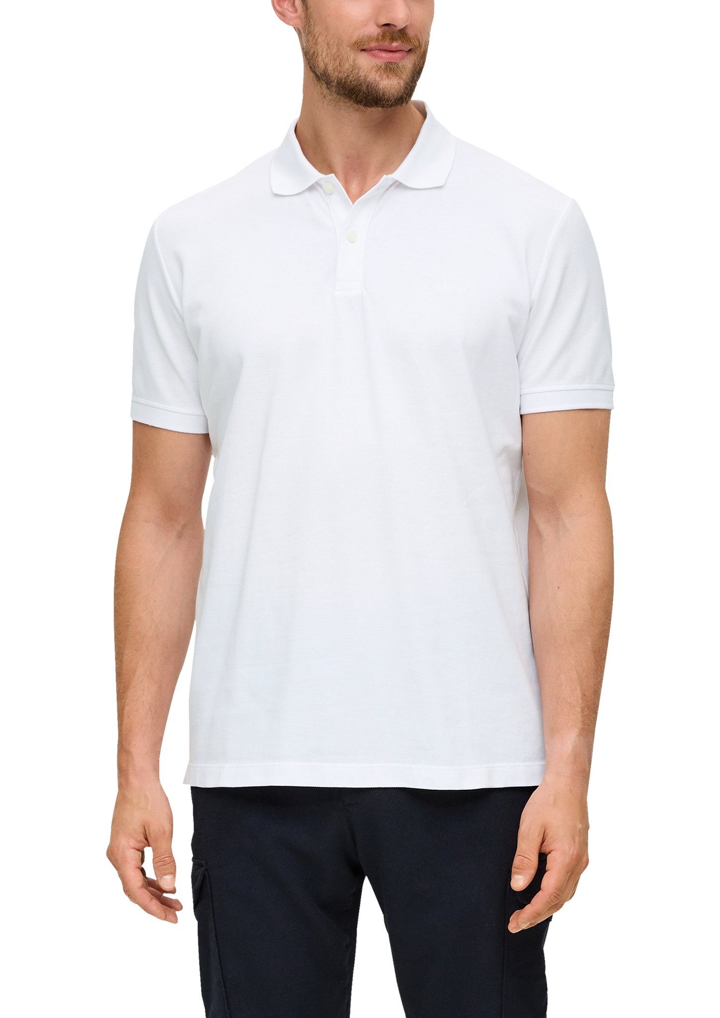 Logostickerei dezenter white Poloshirt s.Oliver mit