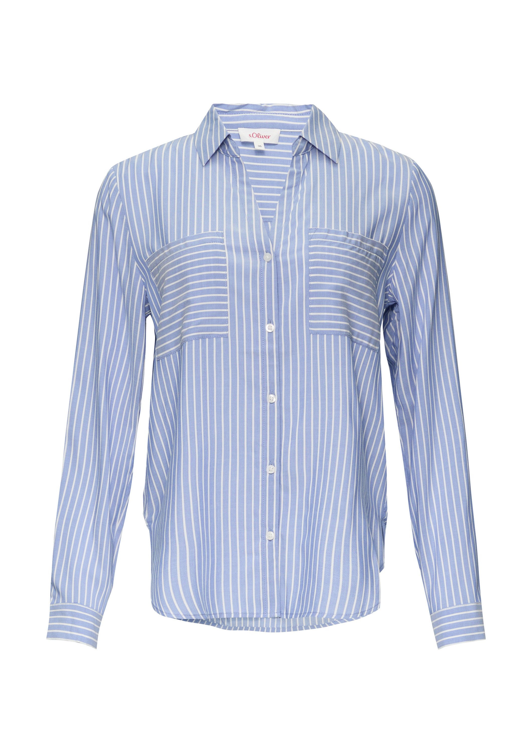 s.Oliver Langarmbluse Bluse Streifenbluse mit aufgesetzten Taschen günstig online kaufen