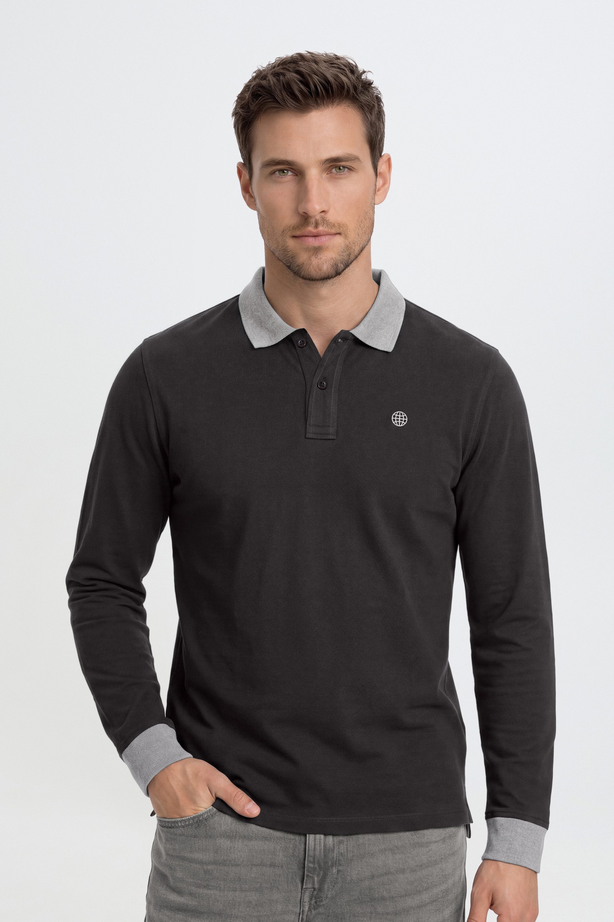 Blend Langarm-Poloshirt BHRalle Longsleeve mit verlängerter Rückenpartie