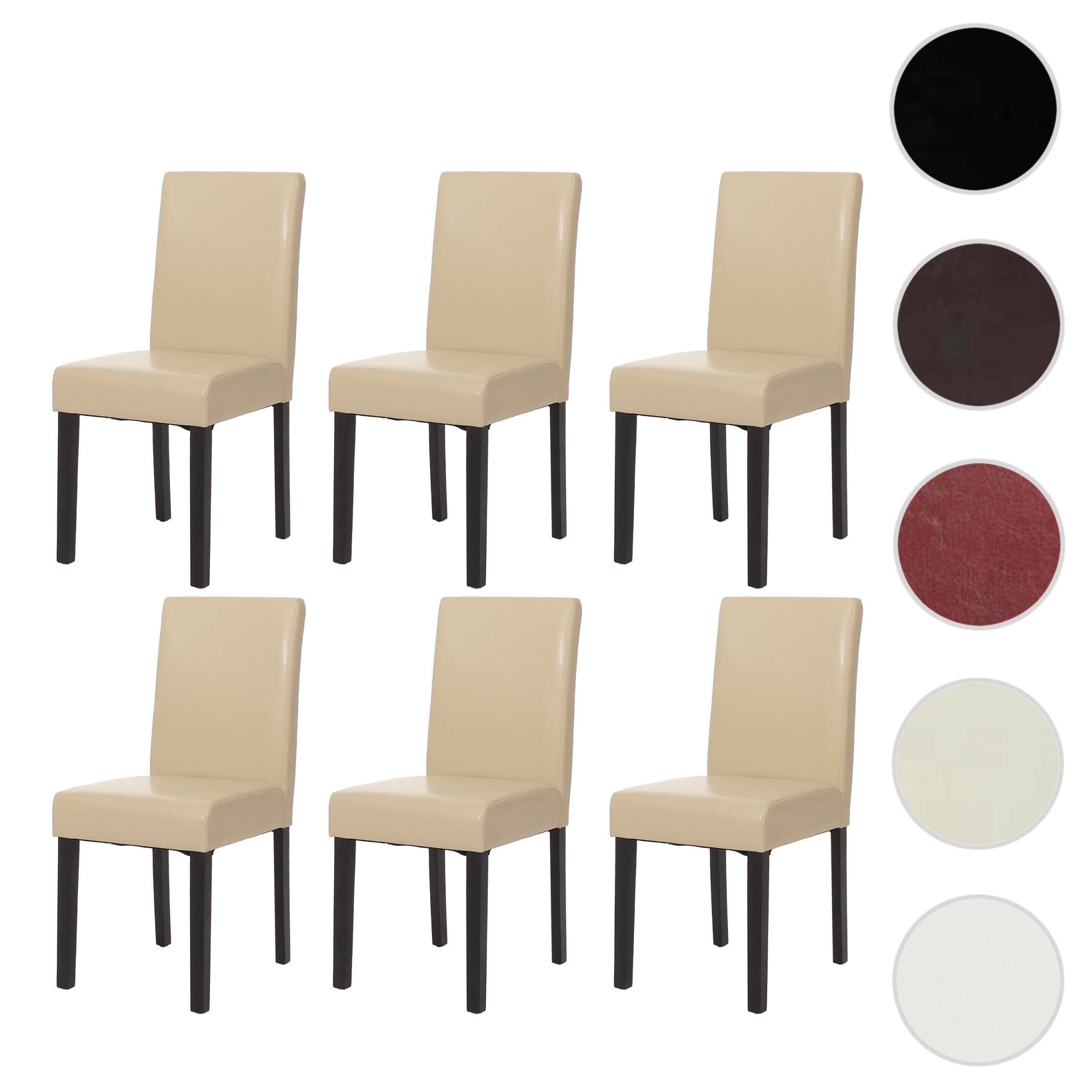 MCW Esszimmerstuhl Littau Kunstleder 6er-Set Kunstleder Creme Dunkle Beine günstig online kaufen