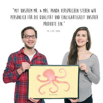 Fußmatte 50 x 75 cm Tintenfisch - Gelb Pastell - Geschenk, Gute Laune, Haustür, Mr. & Mrs. Panda, Höhe: 0.3 mm, Stilvolles Design