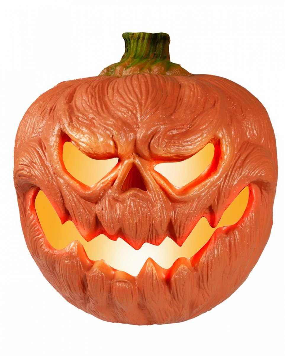 Horror-Shop Dekofigur Grimmiger Halloween Kürbis mit Licht 18cm