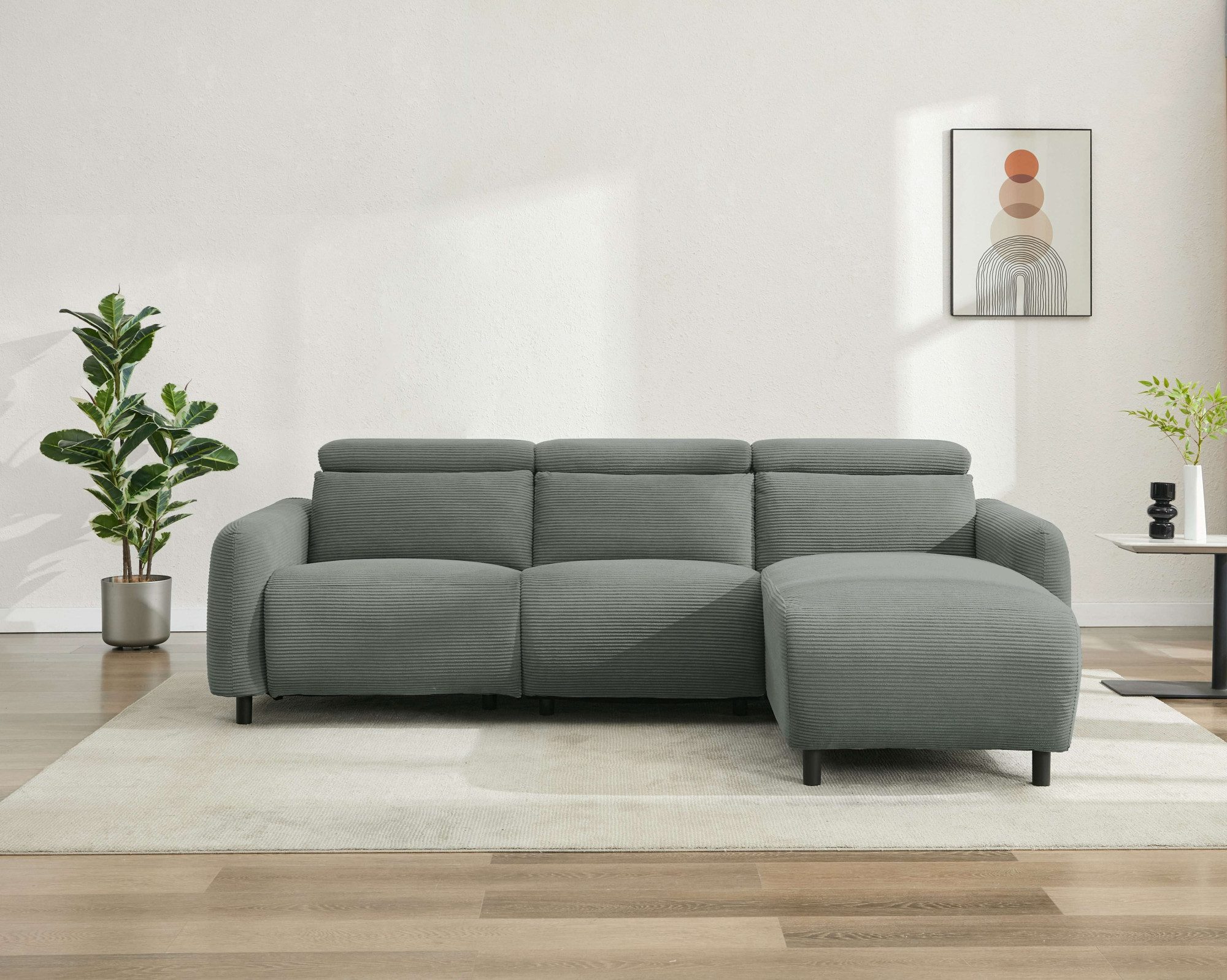 Home affaire Ecksofa SKAANE in Cord, L-Form, 274 cm, manuelle u. elektrisch günstig online kaufen