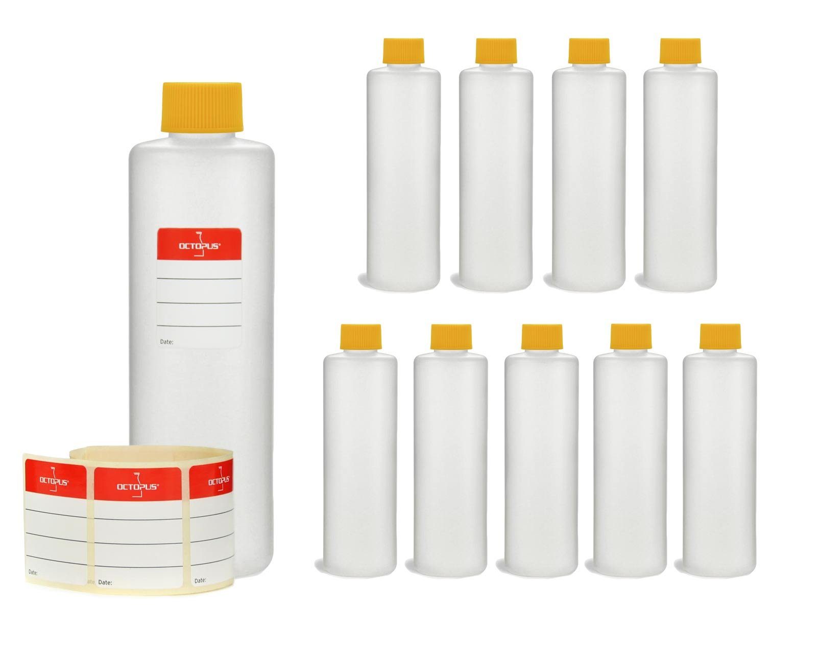 Plastikflaschen 250 gelben Deckeln 10 (leer) (10 ml, mit rund Kanister OCTOPUS St)