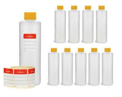OCTOPUS Kanister 10 Plastikflaschen 250 ml, rund mit gelben Deckeln (leer) (10 St)