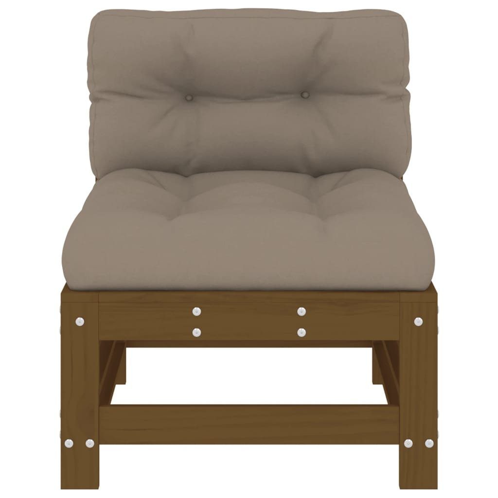 vidaXL Sofaelement Mittelsofa mit Kissen Honigbraun Massivholz Kiefer (1 St)
