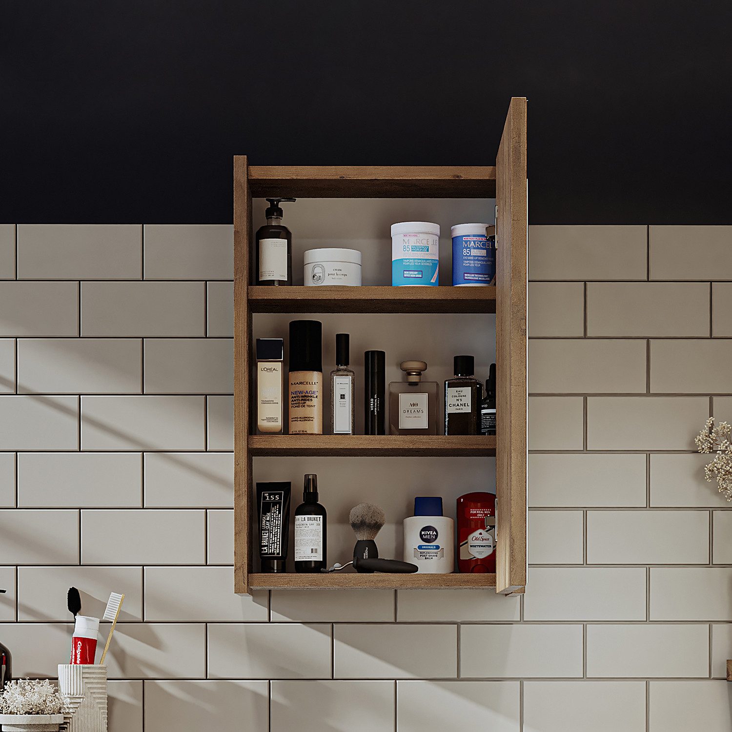 Roomart Badmöbel-Set LEO Gäste-WC Möbel 4-teilig, Unterschrank & Spiegel, Soft-Close, (Badmöbelset Unterschrank mit Waschbecken Badezimmer Möbel Gäste WC), Kompaktes Gäste-WC-Set, modular wählbar, Soft-Close