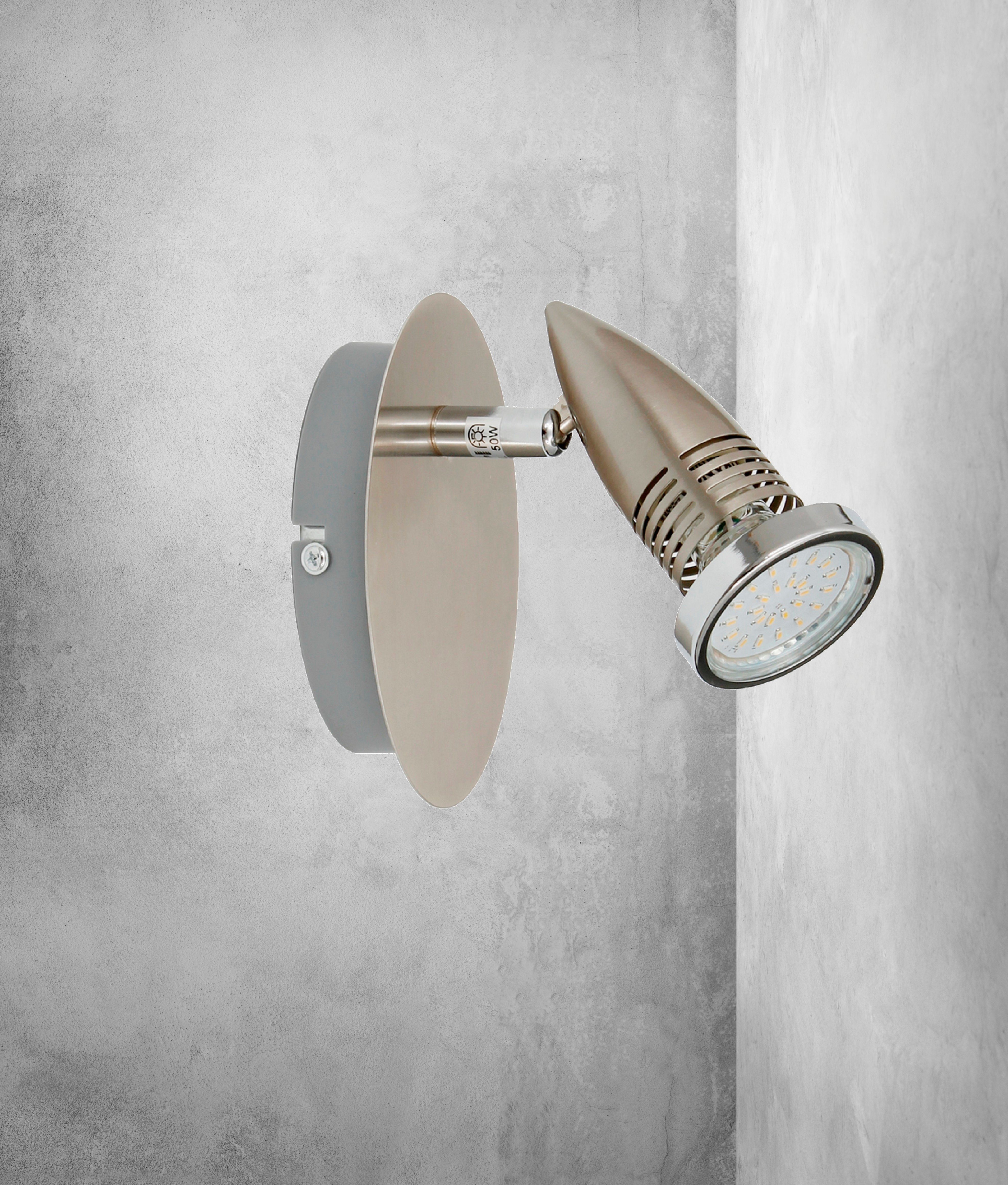 TRANGO LED Deckenstrahler, 1-flammig 2005-012-5W LED Wandleuchte ANY in Edelstahl-Optik inkl. 1x 5 Watt GU10 LED Leuchtmittel Deckenlampe - Deckenstrahler - Deckenspots, Lampe schwenkbar und drehbar