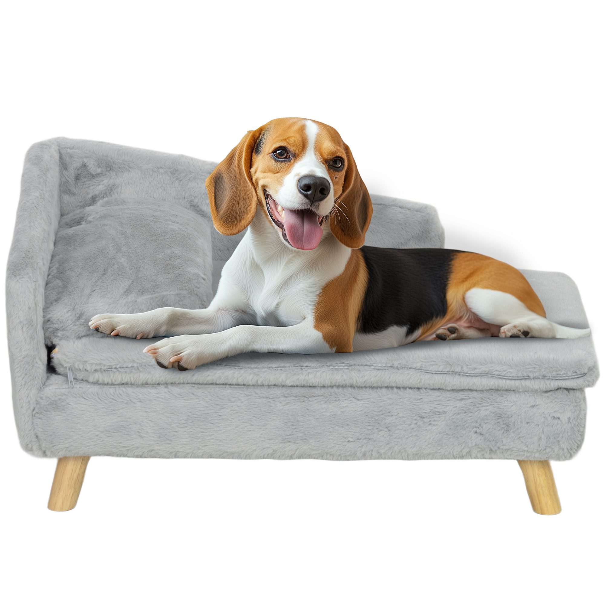 Tierbett für mittelgroße Hunde, abnehmbarem und waschbarem Kissen, Holzbeine