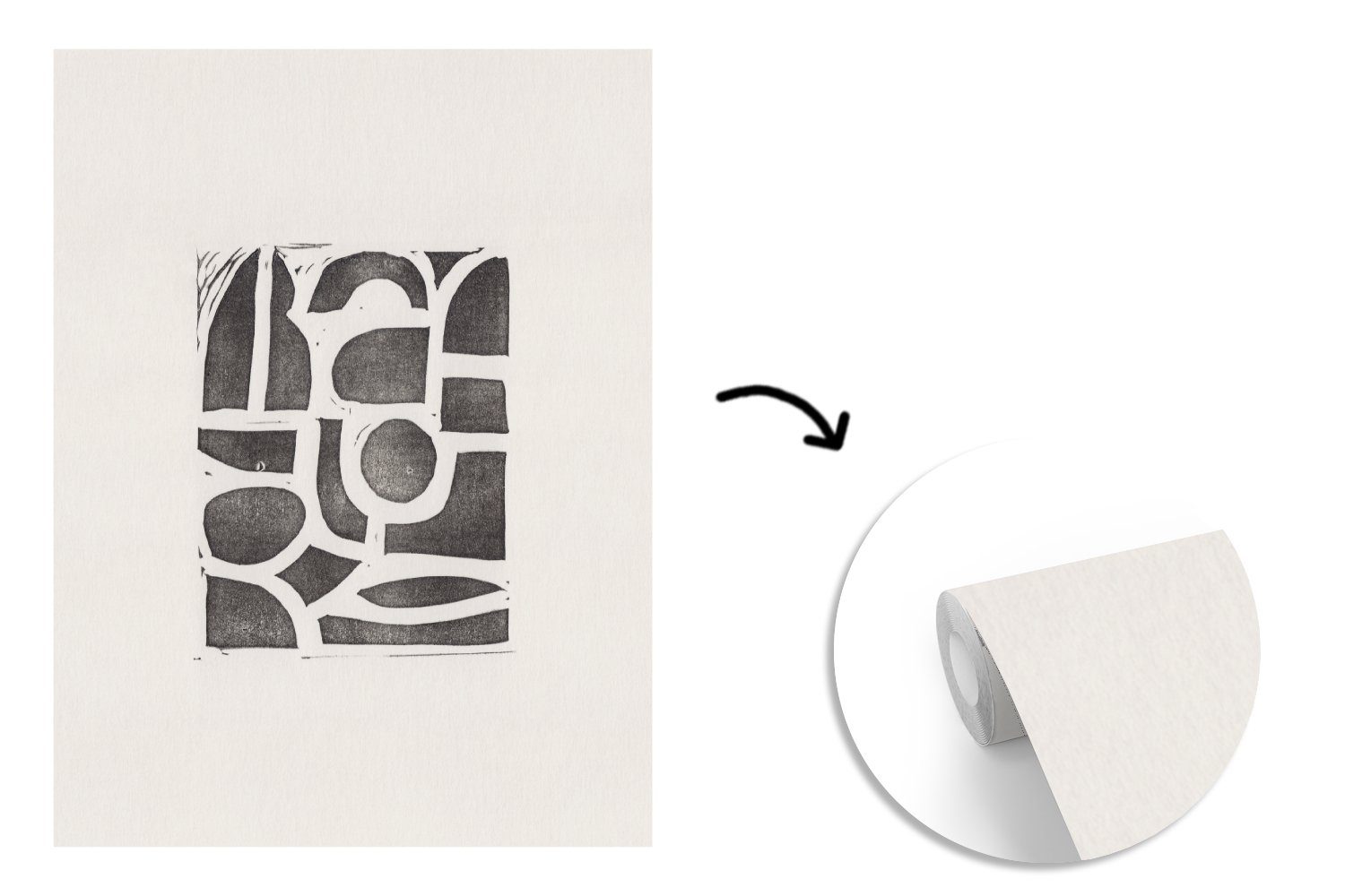 MuchoWow Fototapete (4 Schwarz, Abstrakt St), - Vinyl Formen bedruckt, für Matt, Montagefertig Tapete Wohnzimmer, - Wandtapete