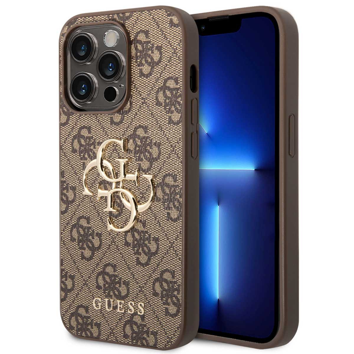 Guess Backcover Guess 4G Metal Logo Back Cover Apple iPhone 15 Pro - Braun