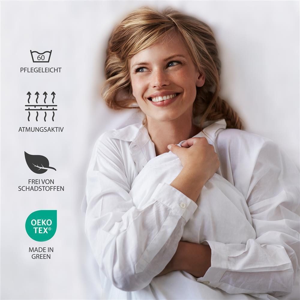 Hausfelder Spannbettlaken Topper Bettlaken 180/200x200 cm, bis 40cm Matratzenhöhe, Weiß, Jersey-Baumwolle, Gummizug: rundum, (1 Stück), verschiedene Farben und Größen