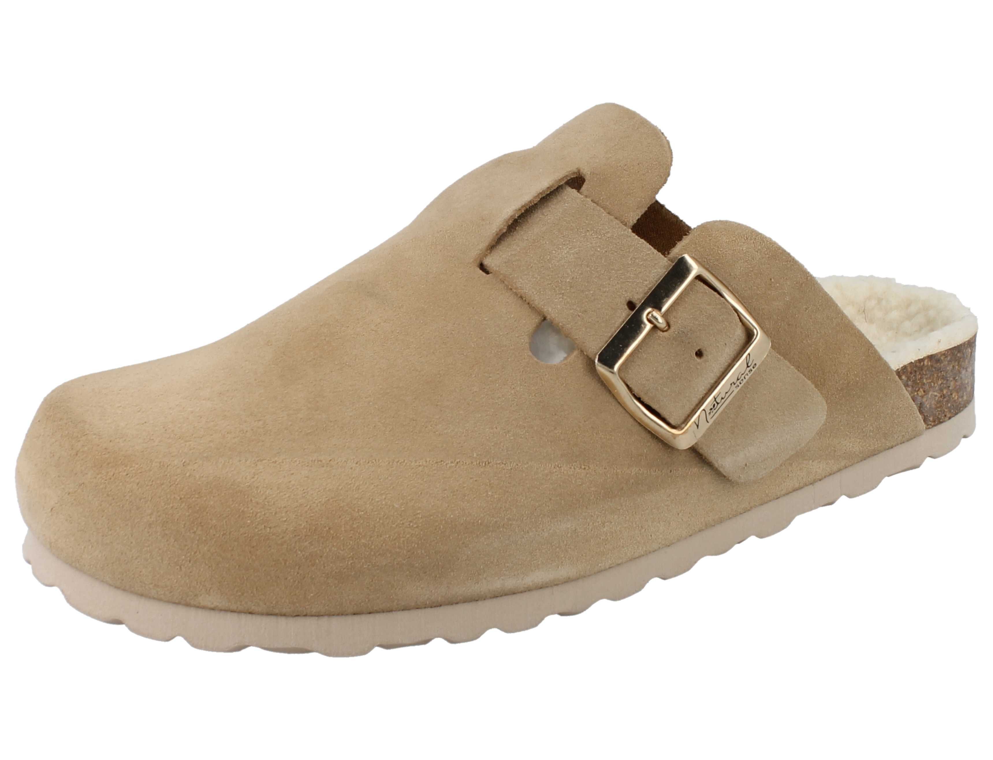 natural Sense NATURAL SENSE Damen Clog beige Veloursleder Warmfutter - Größe: 37 Clog
