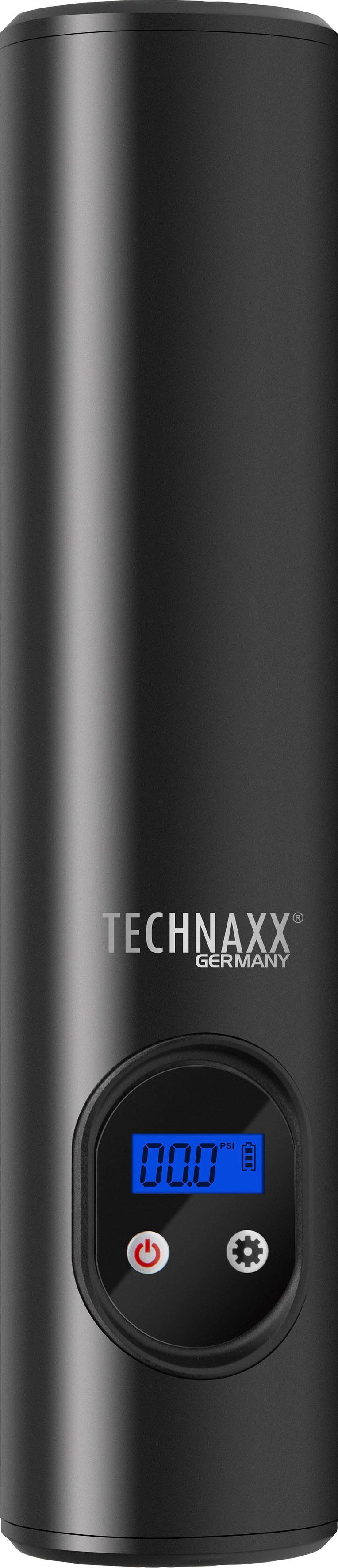 Technaxx Akku-Handkompressor Akku Luftkompressor TX-157, max. 8 bar,  Komplett-Set, Digitale Druckanzeige, gewünschter Druck einstellbar