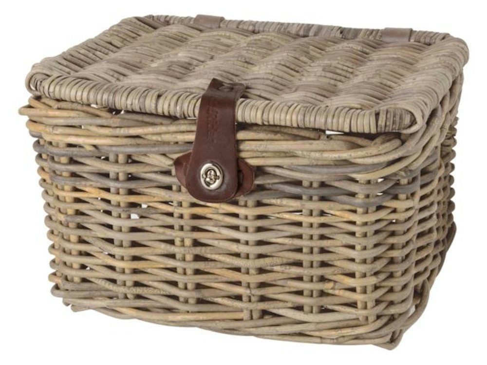 AGU Fahrradkorb Weidenkorb mit Deckel 20300511 Einkaufskorb Rattankorb