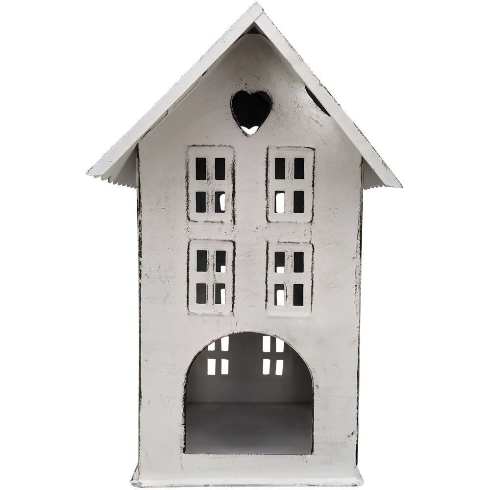 matches21 HOME & HOBBY Kerzenhalter Windlichter Häuschen Haus Fenster Laterne weiß 21 cm (1 St)