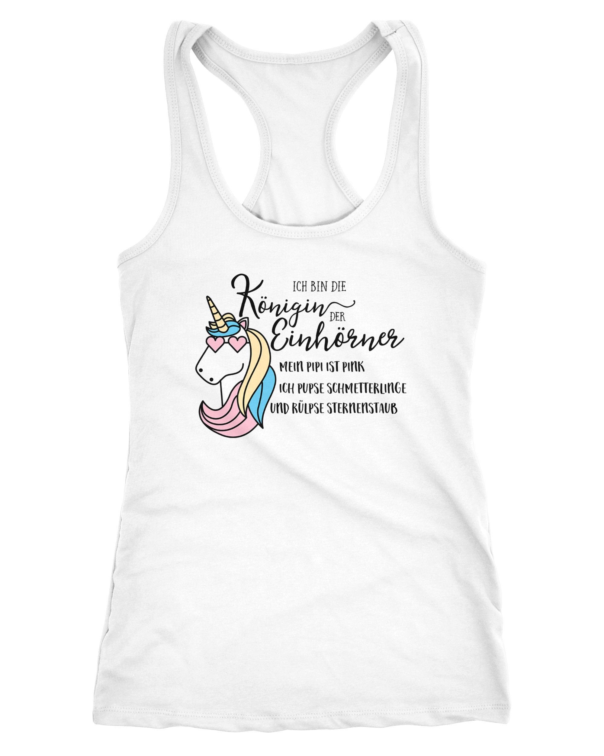 MoonWorks Tanktop Damen Tanktop Einhorn Spruch ich bin die Königin der Einhörner Racerback Moonworks®