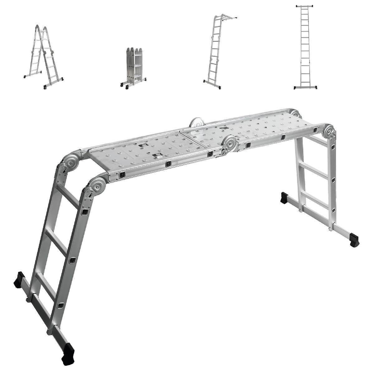 siwitec multi-purpose ladder, aluminum, 3x4 ladder, scaffolding, stepladder, 339 cm telescopic ladder