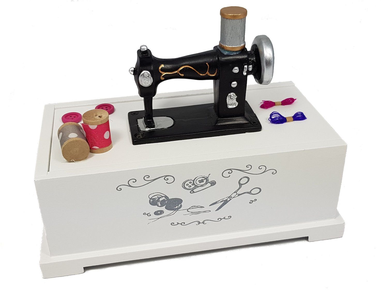 Spetebo Nähkästchen Holz Nähkästchen weiß - 22 cm (Stück, 1 St., Nähkästche günstig online kaufen