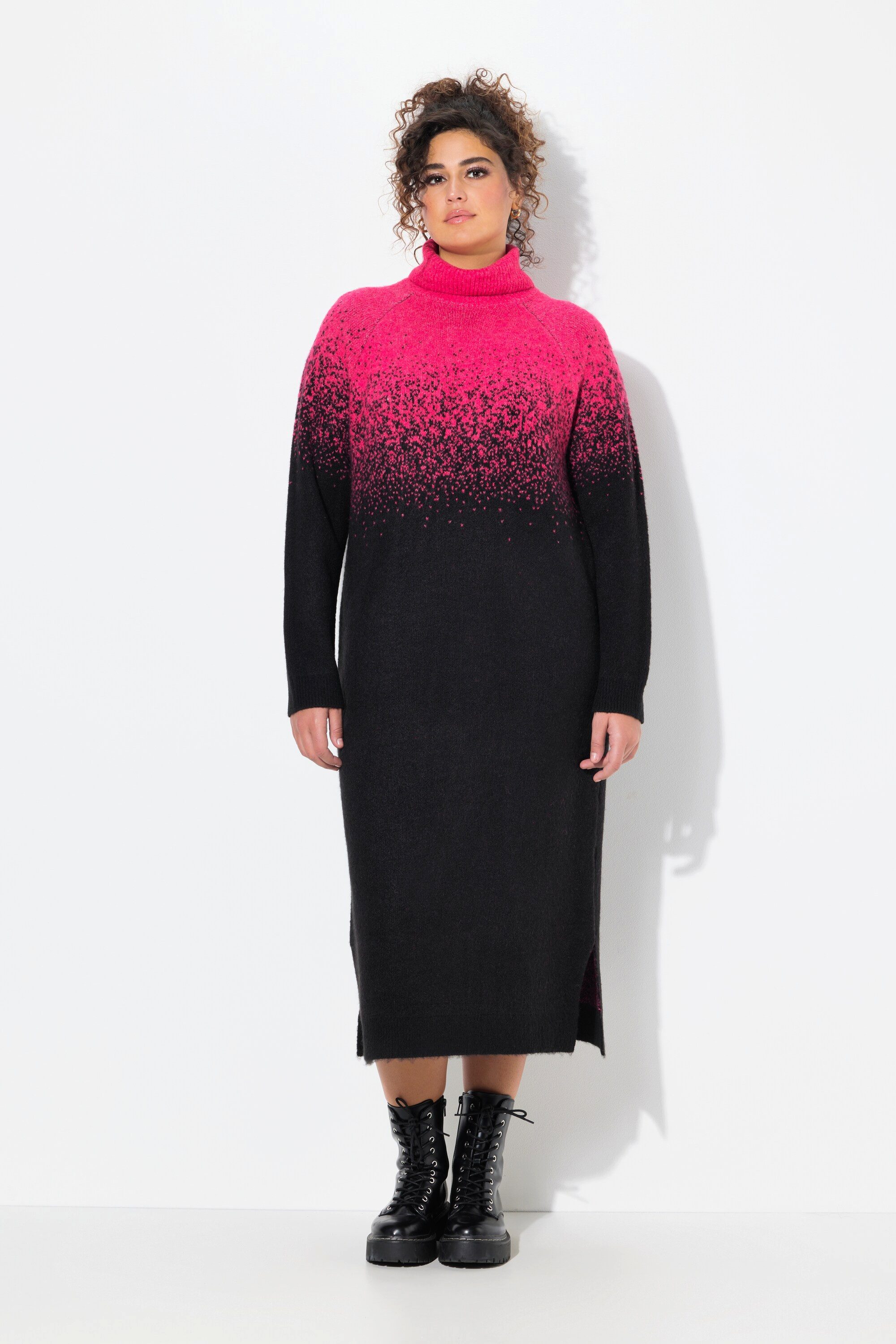 Ulla Popken Strickkleid Strick-Midikleid Farbverlauf Stehkragen günstig online kaufen