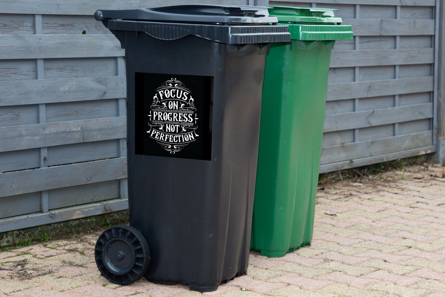 MuchoWow Wandsticker Motivation (1 Mülltonne, Container, Sticker, Retro Abfalbehälter Briefe Mülleimer-aufkleber, St), - 