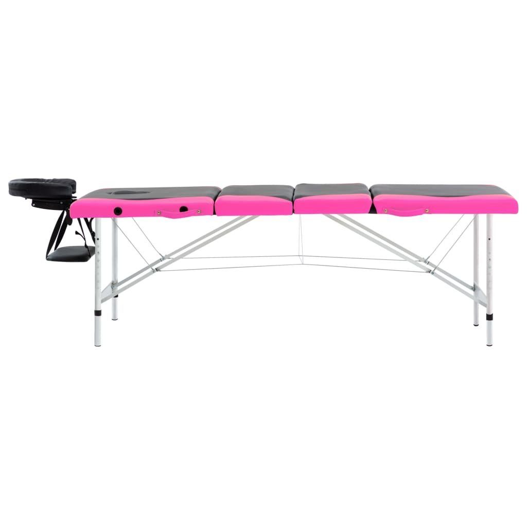 vidaXL Massageliege Massageliege Klappbar 4-Zonen Aluminiumgestell Schwarz und Rosa