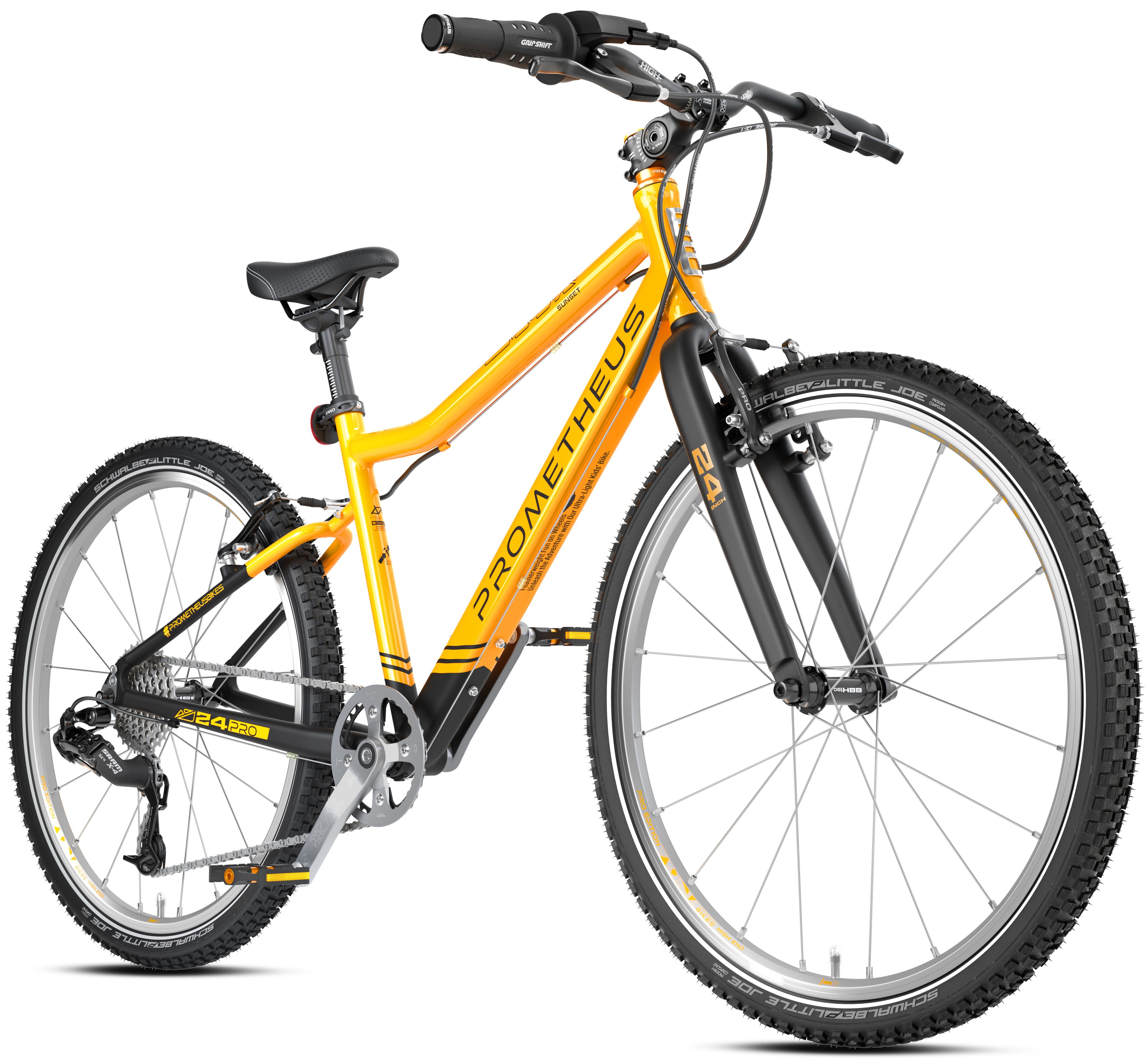 PROMETHEUS BICYCLES Kinderfahrrad PRO 24 Zoll ab 7 Jahre, 8 Gang SRAM X4 Schaltwerk, Kettenschaltung, PREMIUM ultralight (9.0 kg) AA-6061 Alurahmen V-Brakes SCHWALBE Reifen
