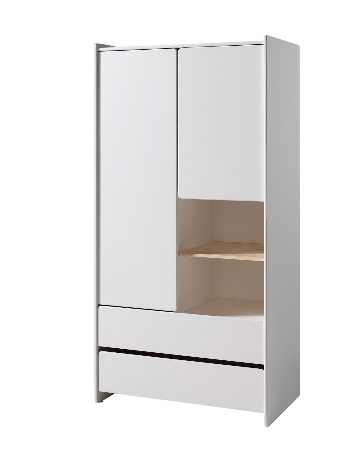 Natur24 Kleiderschrank Kleiderschrank Kiddy MDF Weiß 90x180x55cm